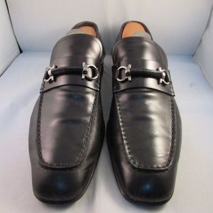 Salvatore Ferragamo 10.5 Black Leather Mens Shoes